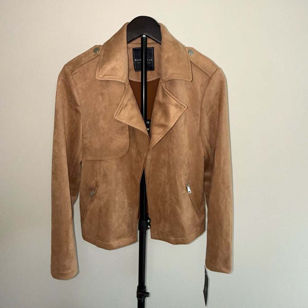 Bagatelle Collection Faux Suede Jacket Size S Camel